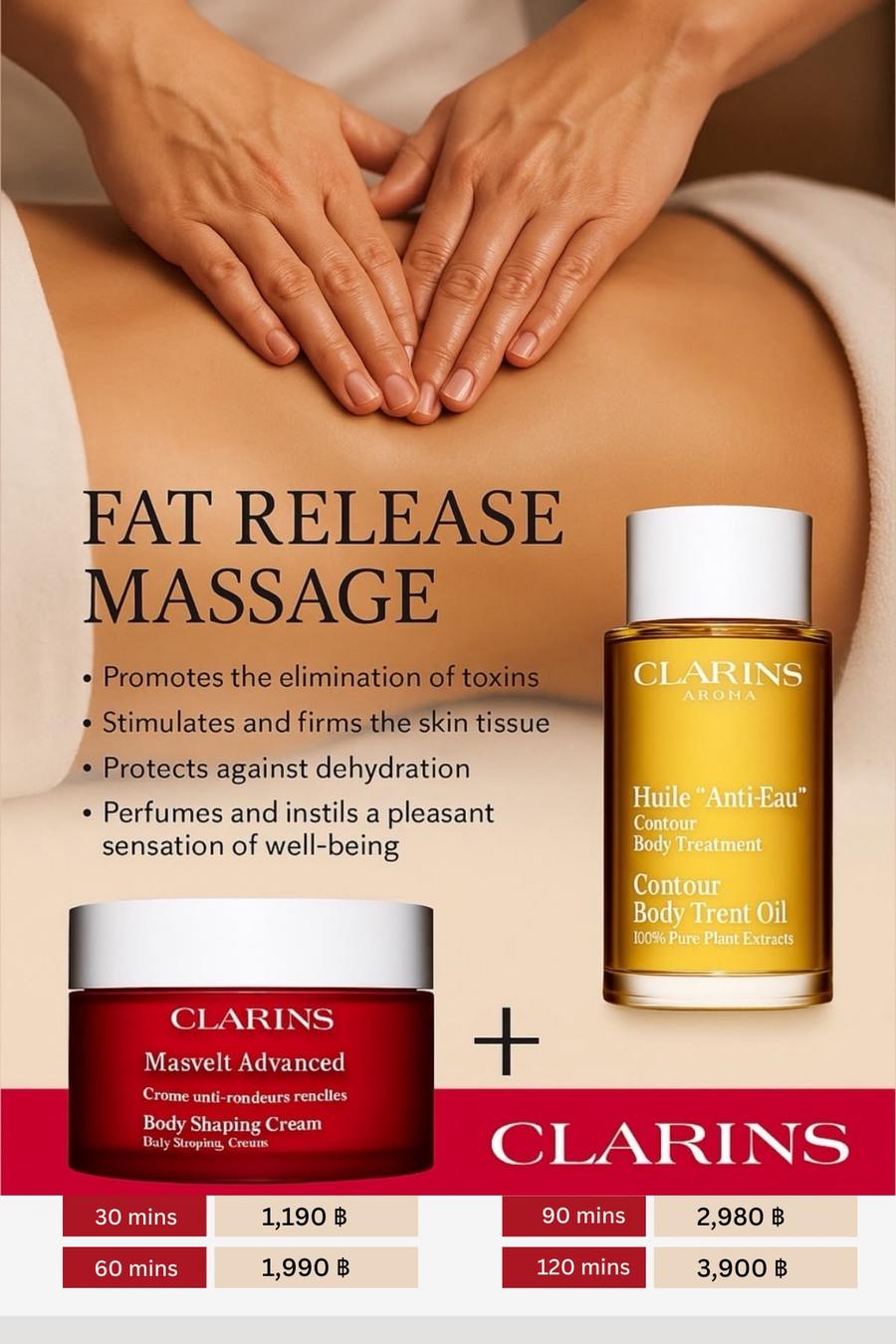 Clarins fat release massage treatment at OHH MASSAGE